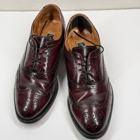 Vintage Cole Haan Oxford Brogue Dress Shoes Wingtip Burgundy Leather SIze 9.5D - Picture 9 of 14